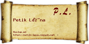 Petik Léna névjegykártya